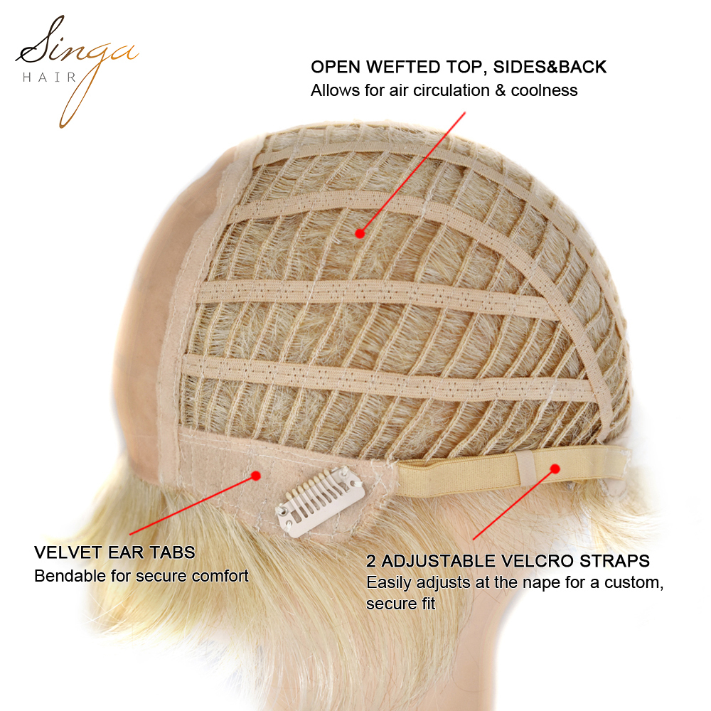 Synthetic Women Wigs Full Cap Kanekalon Heat Friendly Short Natural Wavy Lady Hair Replacement Premium Quality Gold Hair System
