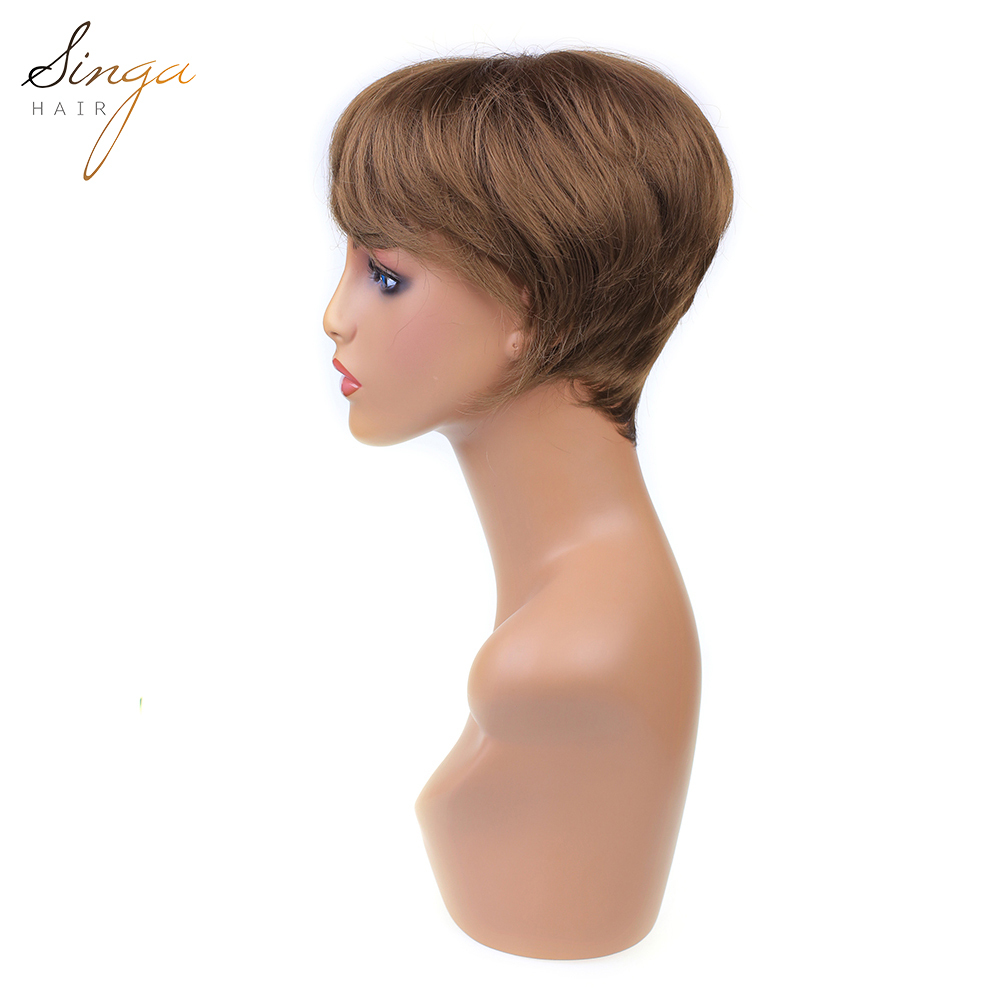 Synthetic Women Wigs Full Cap Kanekalon Heat Friendly Short Natural Wave Lady Hair Replacement Premium Quality Brown Hair System