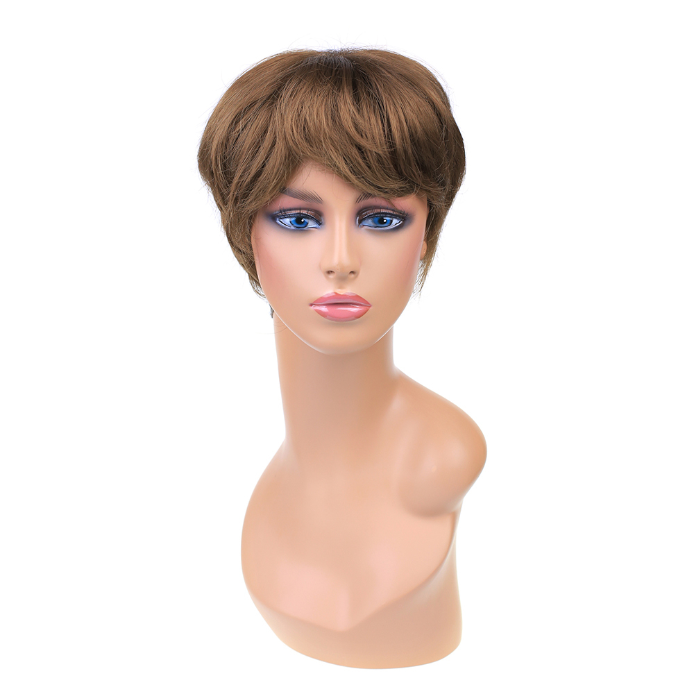 Synthetic Women Wigs Full Cap Kanekalon Heat Friendly Short Natural Wave Lady Hair Replacement Premium Quality Brown Hair System