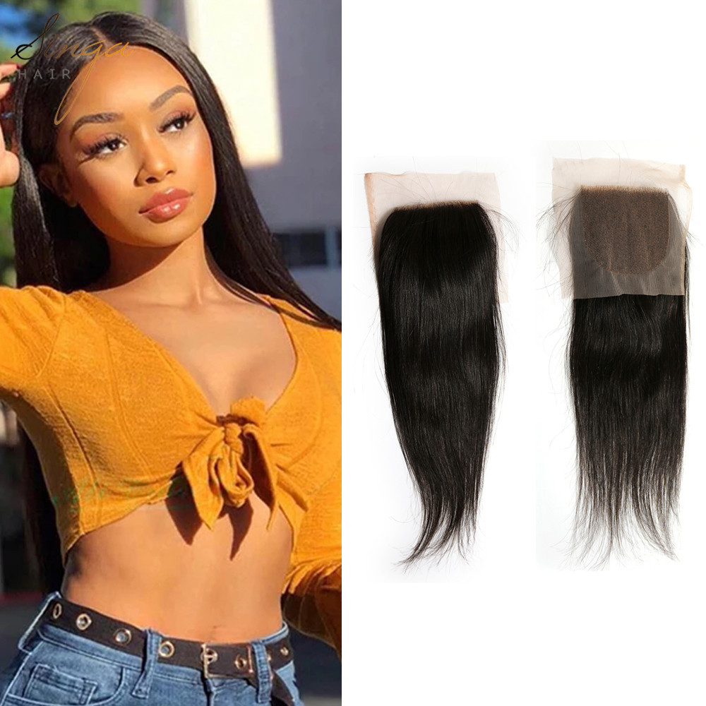 Natural Color Pre Plucked Lace Frontal Closure Wet and Wavy 9A Brazilian Virgin Human Hair