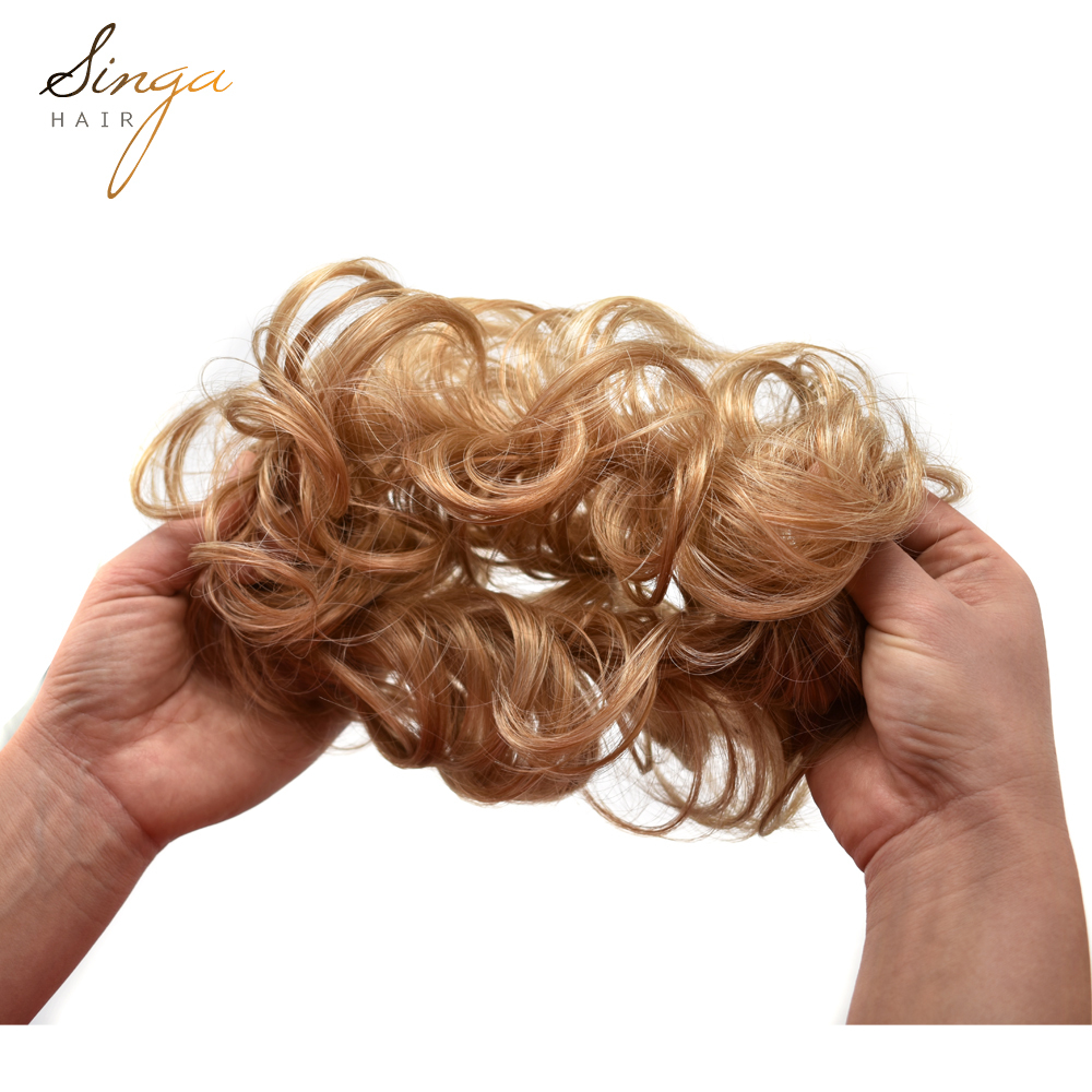 Fashion Curly Messy Rosy High Synthetic Fiber Buns Hairpieces Black Brown Blodne Colors Potnytail Scrunchie Hair Extention Bun