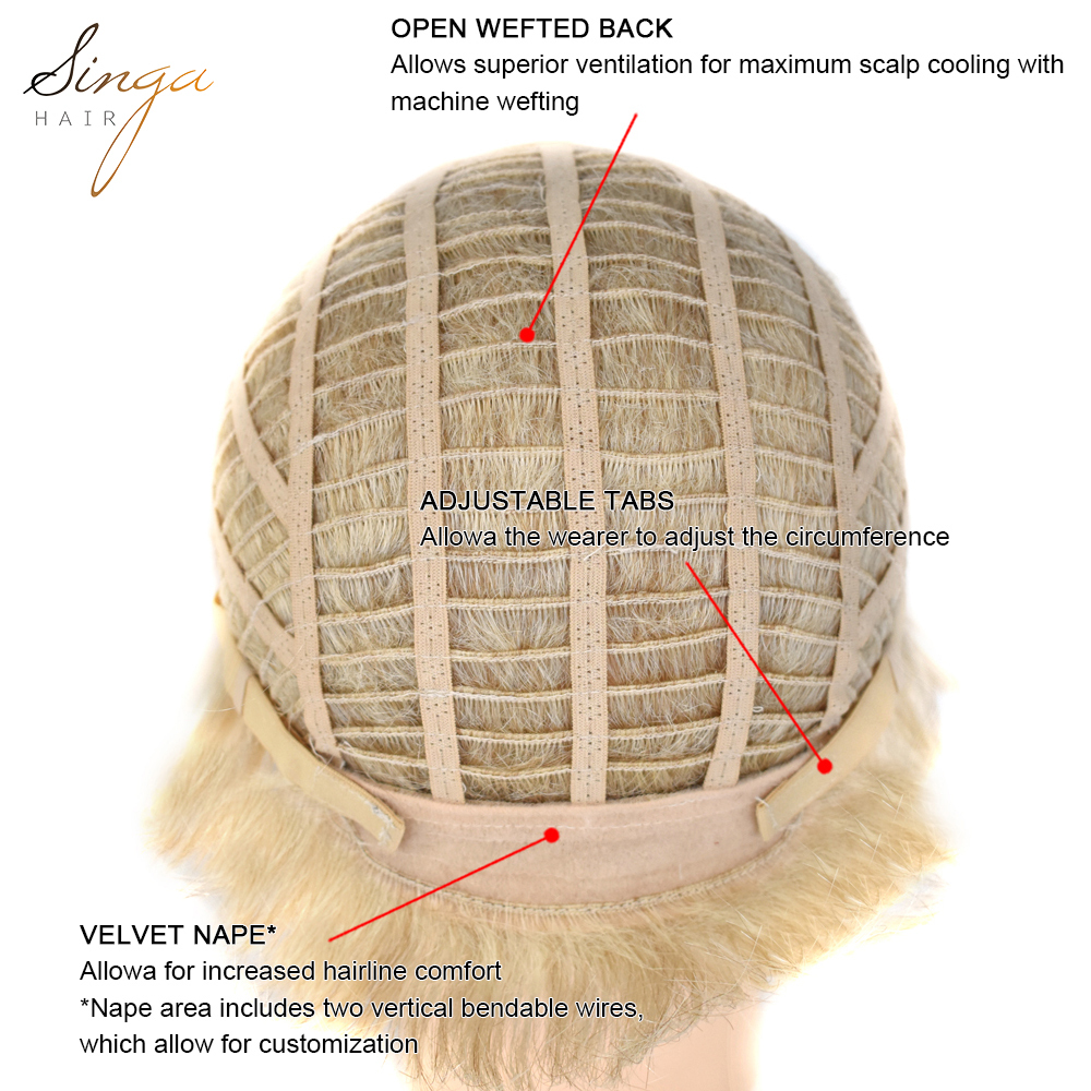Synthetic Women Wigs Full Cap Kanekalon Heat Friendly Short Natural Wavy Lady Hair Replacement Premium Quality Gold Hair System