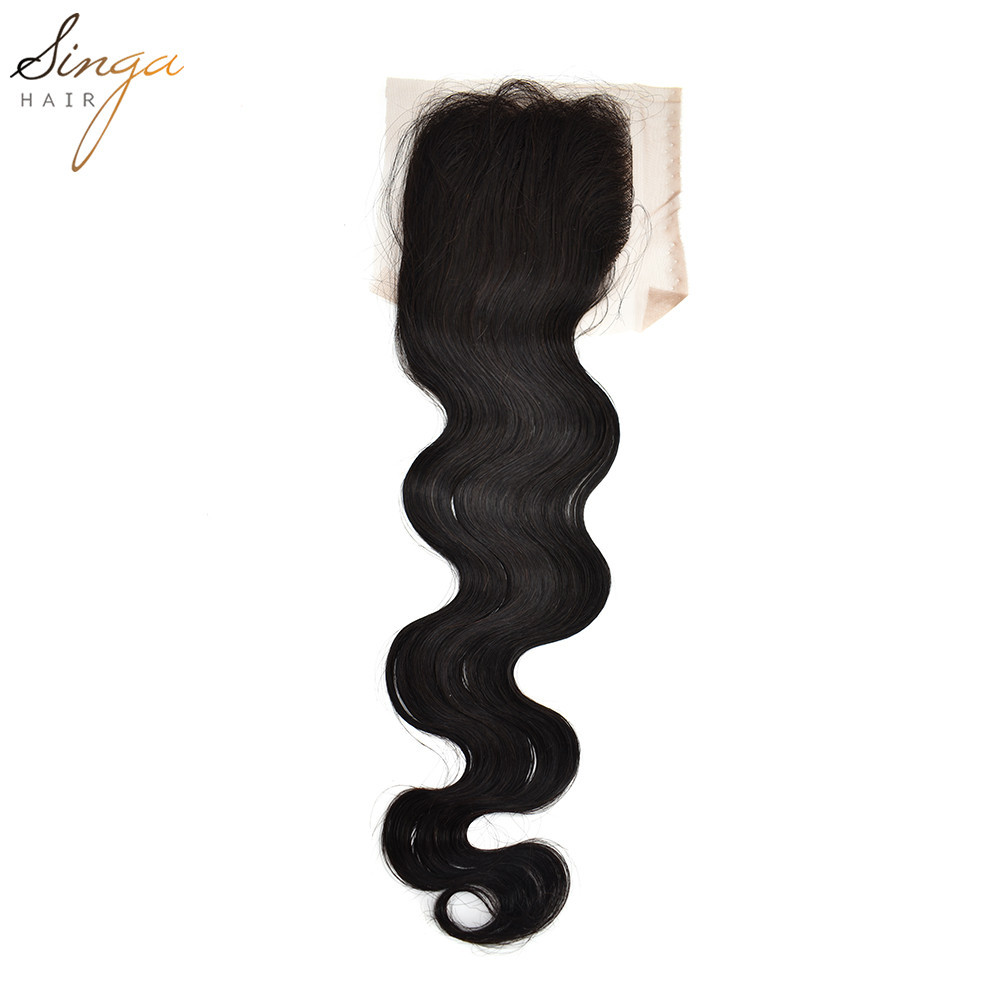 Natural Color Pre Plucked Lace Frontal Closure Wet and Wavy 9A Brazilian Virgin Human Hair