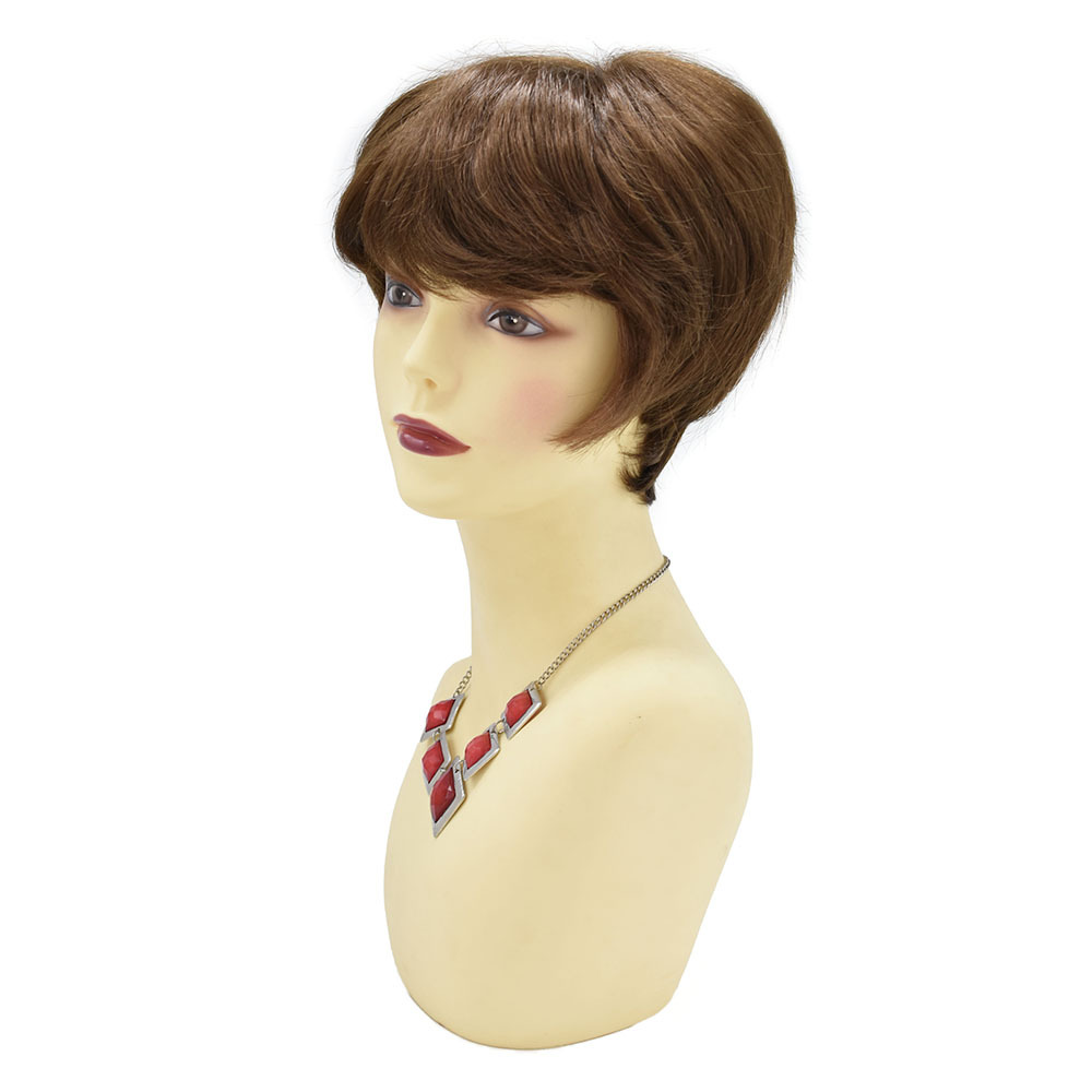 Synthetic Women Wigs Full Cap Kanekalon Heat Friendly Short Natural Wave Lady Hair Replacement Premium Quality Brown Hair System