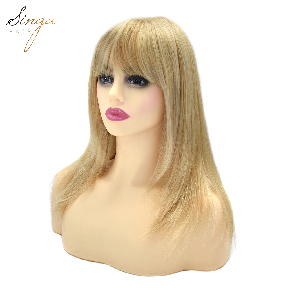 Synthetic Women Wigs Full Cap Kanekalon Heat Friendly Short Natural Wavy Lady Hair Replacement Premium Quality Gold Hair System