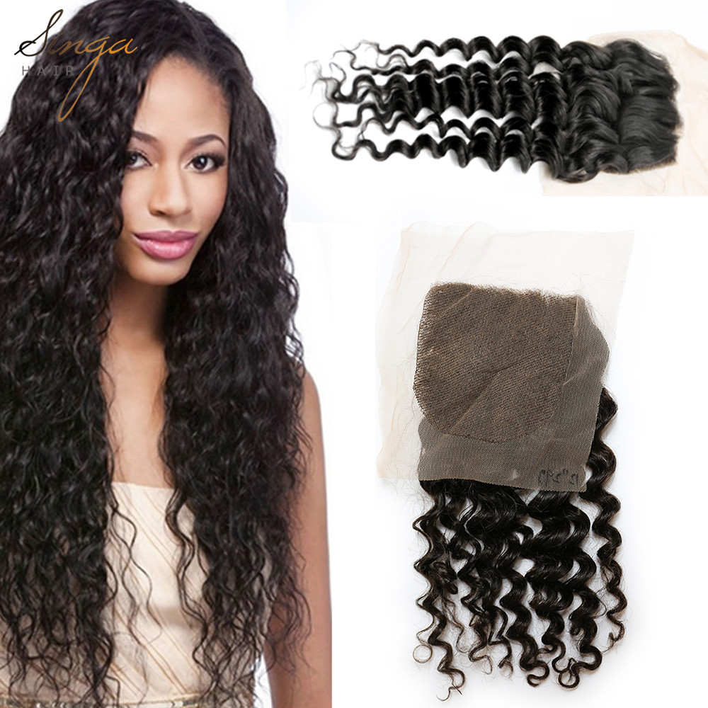 Natural Color Pre Plucked Lace Frontal Closure 9A Brazilian Virgin Human Hair Straight Wave Curly Lace Closure