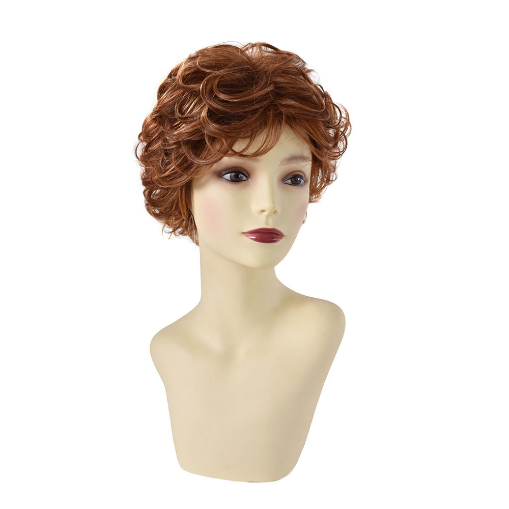 Synthetic Short Curly Wavy Wig Light Brown Mix Color Natural Wave For Women Comfortable Heat Resistant Kanekalon Hair Daily Wigs