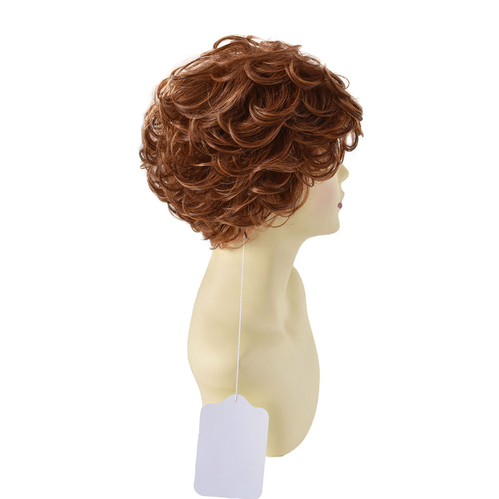 Synthetic Short Curly Wavy Wig Light Brown Mix Color Natural Wave For Women Comfortable Heat Resistant Kanekalon Hair Daily Wigs