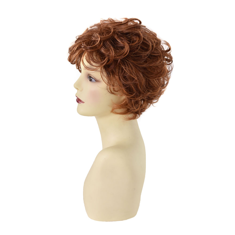 Synthetic Short Curly Wavy Wig Light Brown Mix Color Natural Wave For Women Comfortable Heat Resistant Kanekalon Hair Daily Wigs