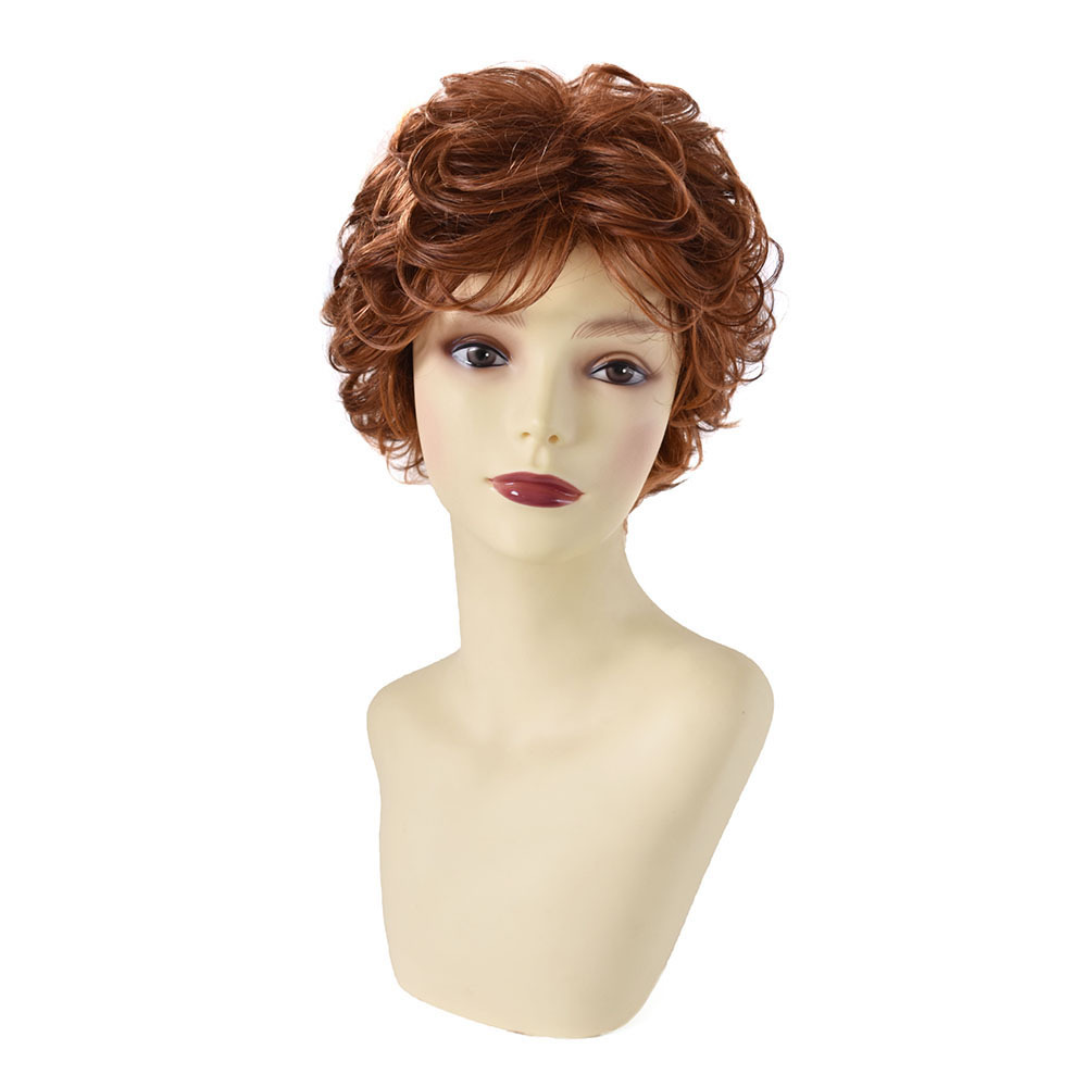 Synthetic Short Curly Wavy Wig Light Brown Mix Color Natural Wave For Women Comfortable Heat Resistant Kanekalon Hair Daily Wigs