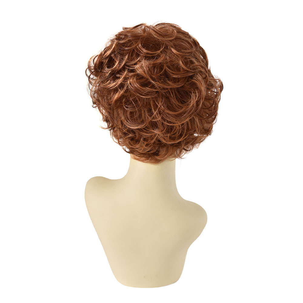 Synthetic Short Curly Wavy Wig Light Brown Mix Color Natural Wave For Women Comfortable Heat Resistant Kanekalon Hair Daily Wigs
