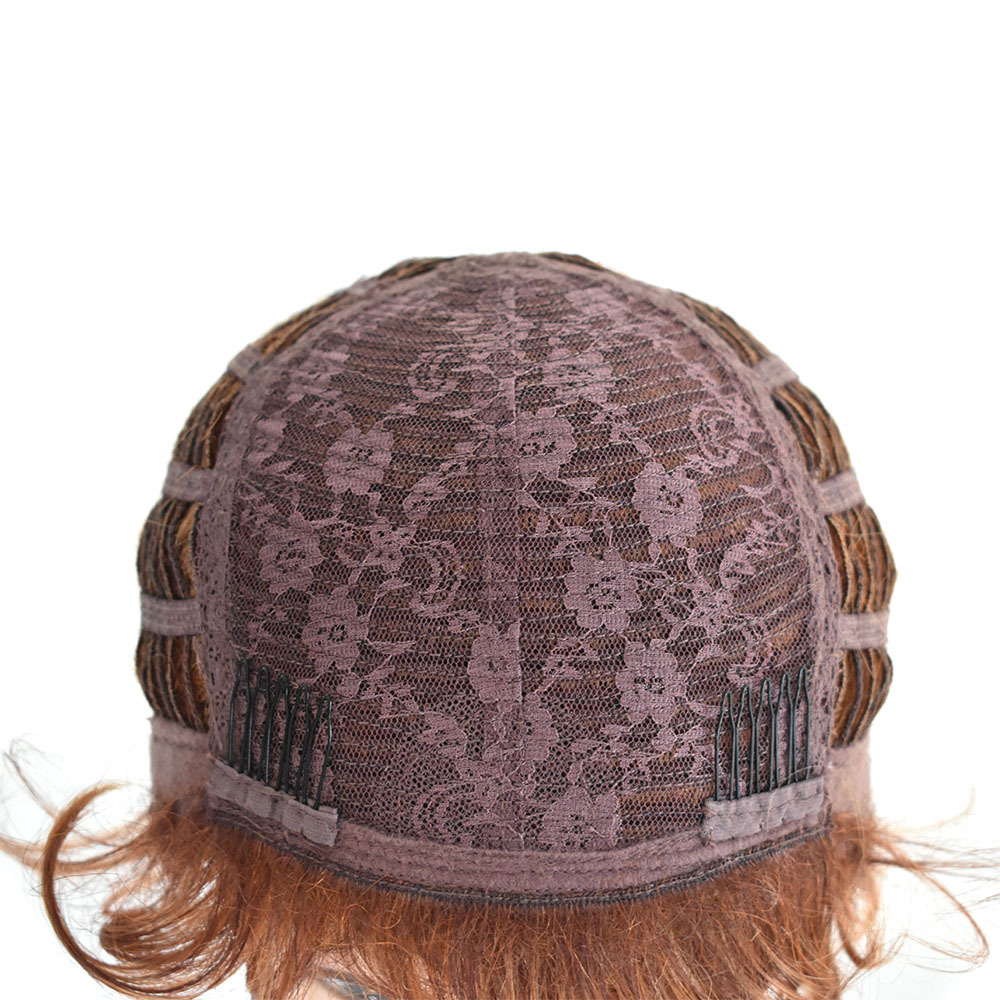 Synthetic Short Curly Wavy Wig Light Brown Mix Color Natural Wave For Women Comfortable Heat Resistant Kanekalon Hair Daily Wigs