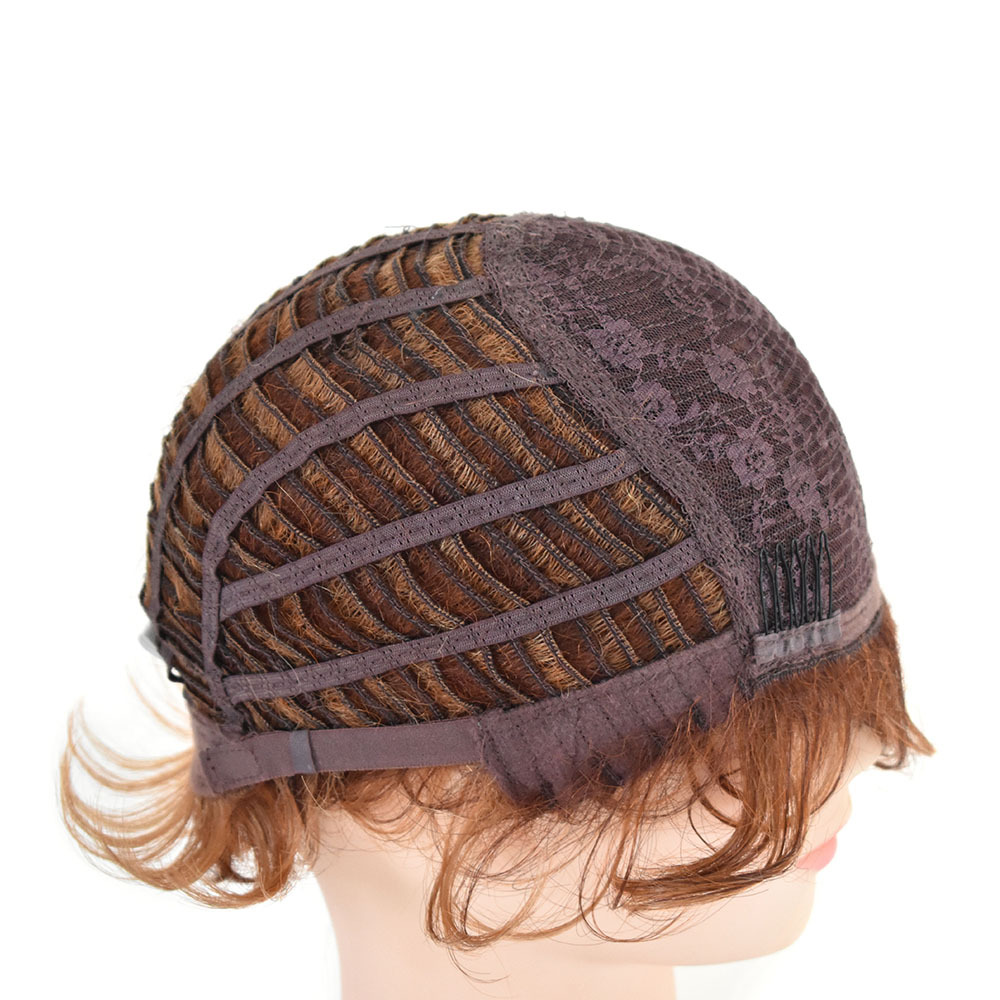 Synthetic Short Curly Wavy Wig Light Brown Mix Color Natural Wave For Women Comfortable Heat Resistant Kanekalon Hair Daily Wigs