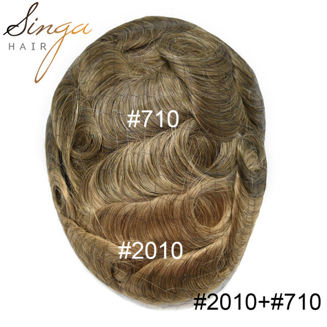 LEF: Singa Hair Fine Mono Mens Human Hair Toupee,French Lace Front Hair Pieces For Men, Glue On Clear Poly Skin Around Hair System For Men