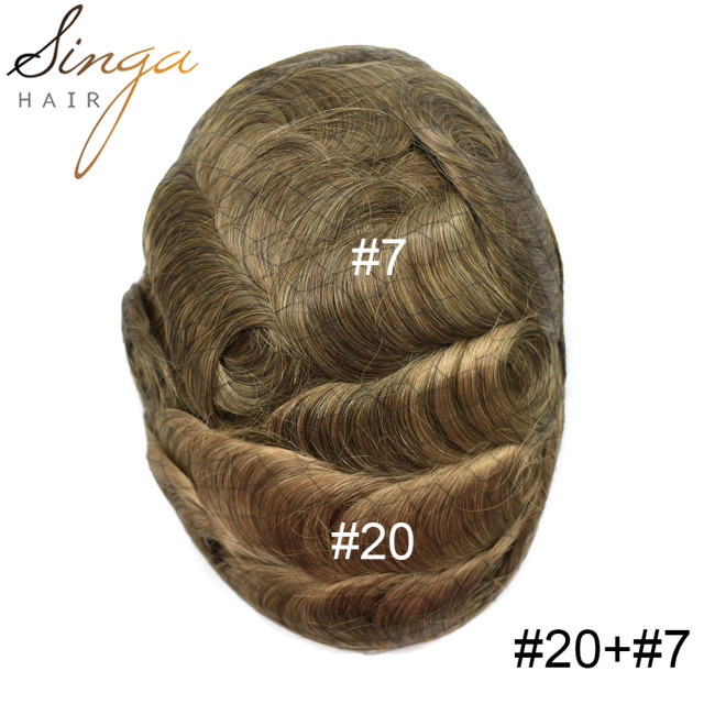 LEF: Singa Hair Fine Mono Mens Human Hair Toupee,French Lace Front Hair Pieces For Men, Glue On Clear Poly Skin Around Hair System For Men