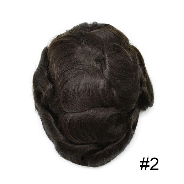 Ultra Thin Skin Mens Toupee Invisible Men Hair Replacement Poly Hairpiece V-loop Human Hair System Black Brown Blonde Gray Hairpieces Man Hair Unit 8x10inch Gray Wig for Men