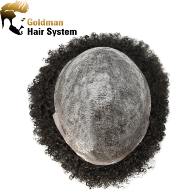African American Afro Hair Systems Toupee For Black Men Brazilian Remy Human Hair Full Poly THIN SKIN Man Weave Balding Mens Custom Hair Unit 8X10inch Male ALL PU Hair Replacement with weaves