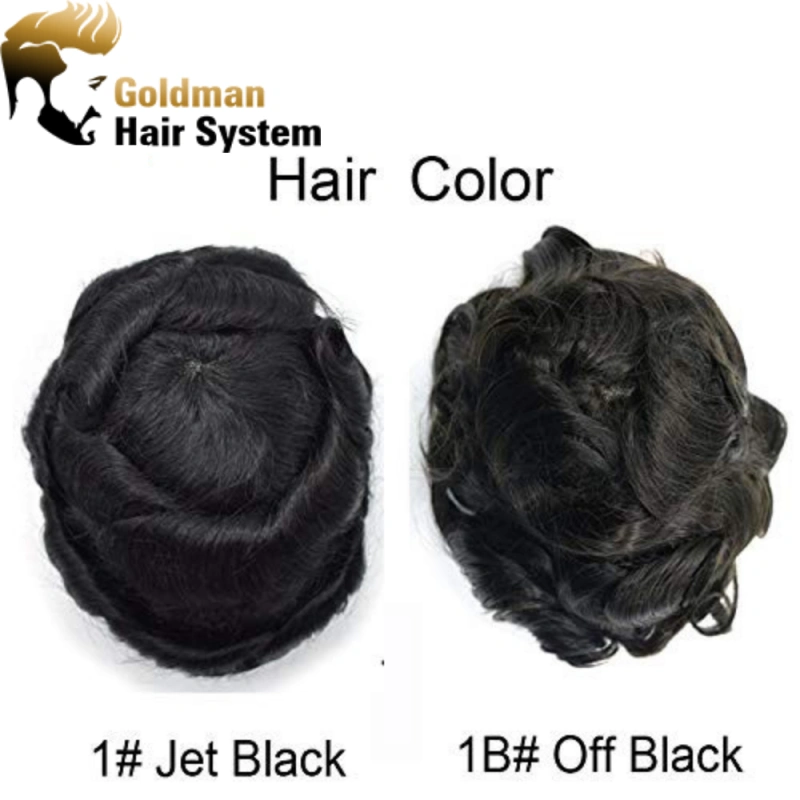 Mens Toupee Fine Welded Lace Front Natural Hairline Men's Hair Replacement System Black Durable Fine Mono Lace Black Hairpieces Wigs