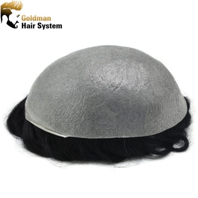 Ultra Thin Skin Mens Toupee Invisible Men Hair Replacement Poly Hairpiece V-loop Human Hair System Black Brown Blonde Gray Hairpieces Man Hair Unit 8x10inch Gray Wig for Men