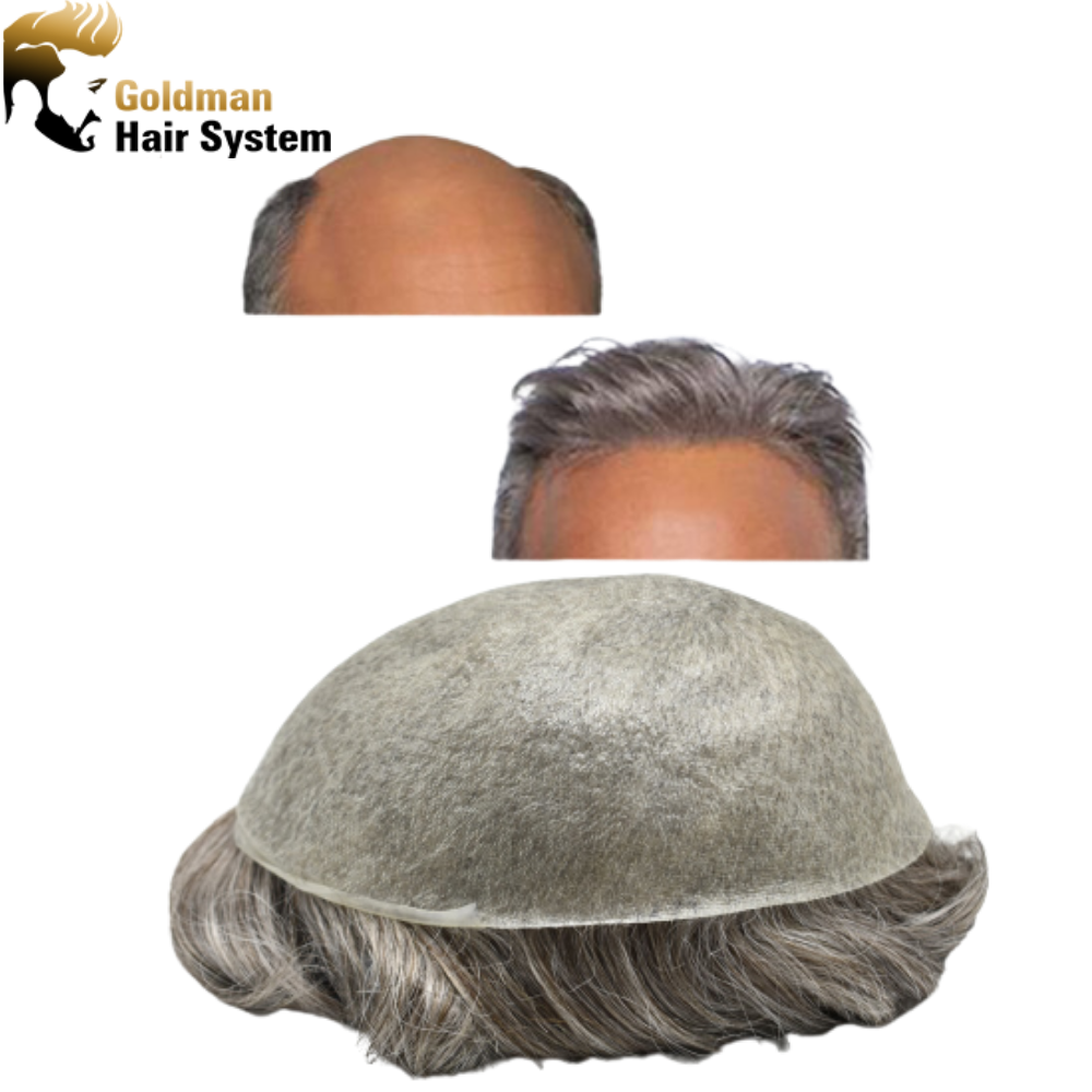 Ultra Thin Skin Mens Toupee Invisible Men Hair Replacement Poly Hairpiece V-loop Human Hair System Black Brown Blonde Gray Hairpieces Man Hair Unit 8x10inch Gray Wig for Men