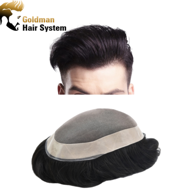 AAA2: Natural Men Toupee Comfortable Durable Hair System Replacement Medium Density Indian Hairs Double Knot Easy Wear Wig