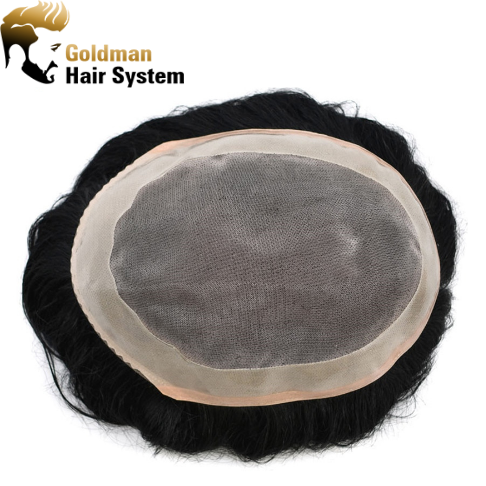 100% Human Hair Toupee for Men Hair Unit Wig for Men Durable Mono Lace Breathable Hair System Natural Looking Poly Skin Around Wigs Mens Toupee Hairpiece Replacement