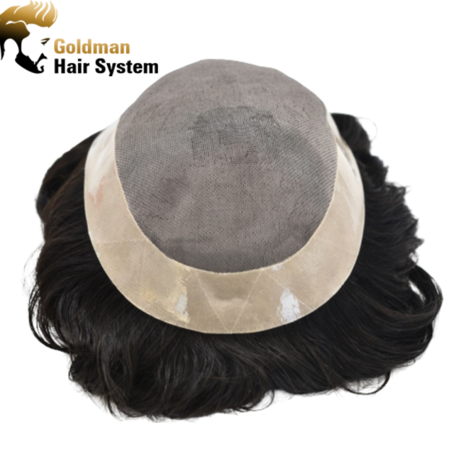 AAA2: Natural Men Toupee Comfortable Durable Hair System Replacement Medium Density Indian Hairs Double Knot Easy Wear Wig