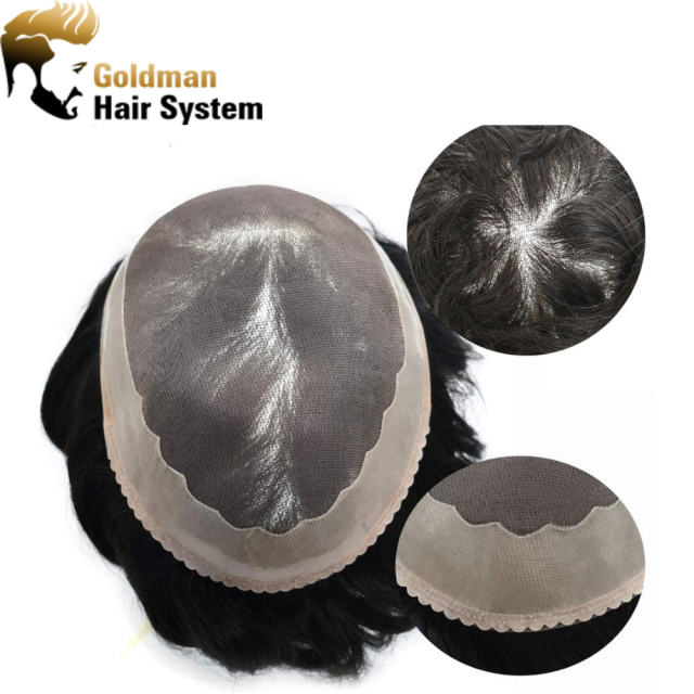100% Human Hair Toupee for Men Hair Unit Wig for Men Durable Mono Lace Breathable Hair System Natural Looking Poly Skin Around Wigs Mens Toupee Hairpiece Replacement
