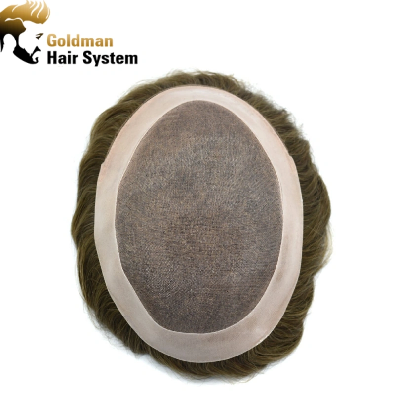 Human Hair Toupee For Men Fine Mono Lace Mens Hair Replacement System Durable Wig PU Poly Skin Around Hand Tied Natural Looking Hairpiece Black Brown Blonde Gray Wigs for Men