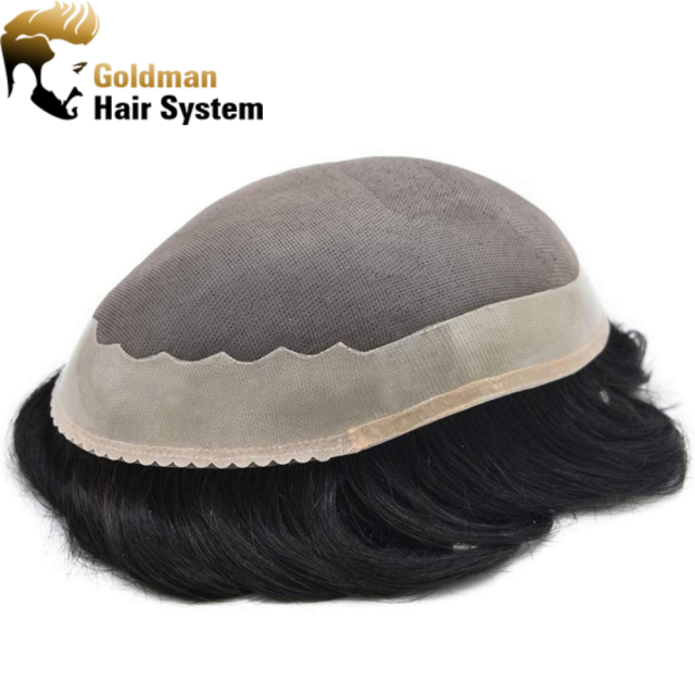 100% Human Hair Toupee for Men Hair Unit Wig for Men Durable Mono Lace Breathable Hair System Natural Looking Poly Skin Around Wigs Mens Toupee Hairpiece Replacement