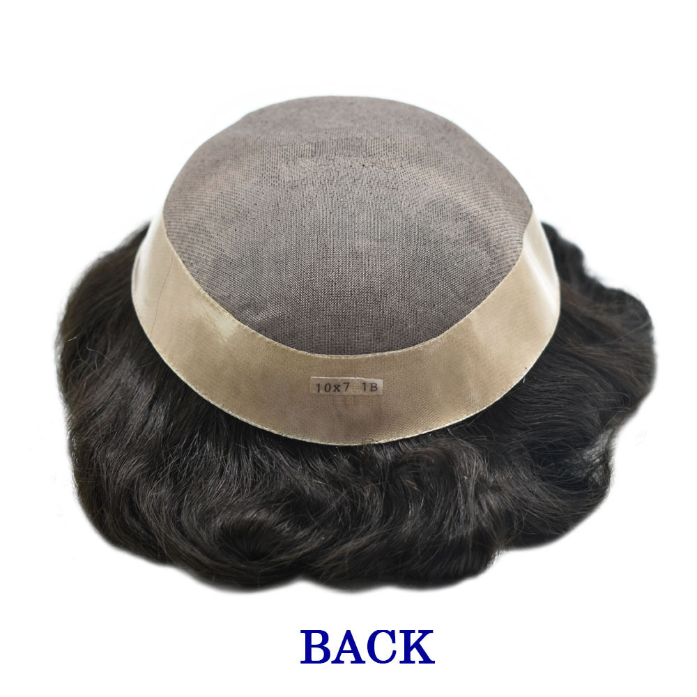 Human Hair Toupee For Men Fine Mono Lace Mens Hair Replacement System Durable Wig PU Poly Skin Around Hand Tied Natural Looking Hairpiece Black Brown Blonde Gray Wigs for Men