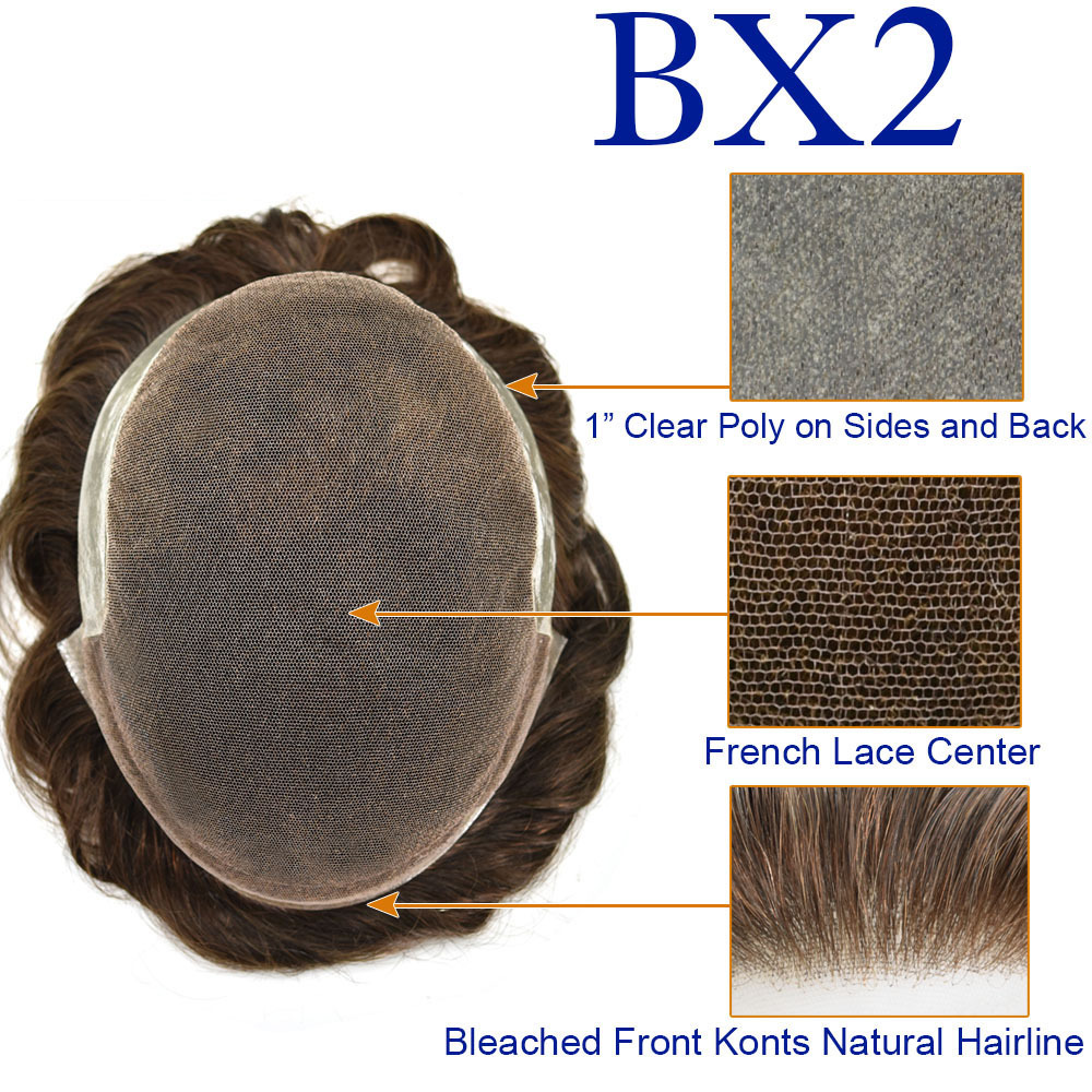 Transparent French Lace Mens Toupee Remy Human Hair Replacement System Bleached Knots Swiss Lace Front Thin Skin Mens Toupee Gray Brown Blonde Men Hairpiece