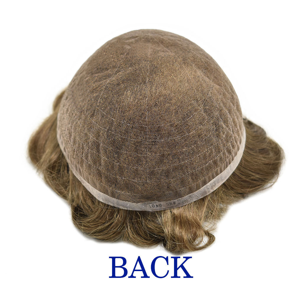 Undetectable Full French Lace Mens Toupee Human Hair System Soft Super Bleached Knots Black Brown Blonde Gray Soft Transparent Swiss Lace Mens Wig Hairpieces Transparent Lace Replacement For Men