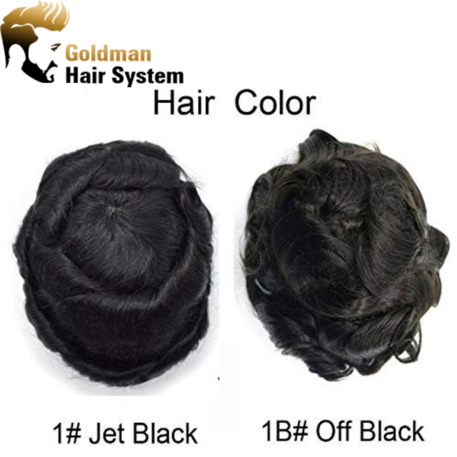 Durable Fine Mono Mens Toupee Remy Human Hair System Clear Poly Skin Around Hairpiece Natural Black Monofilament Wig PU Hair Replacement