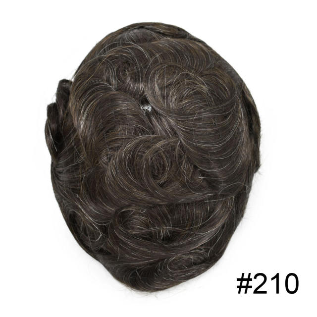 Full French Lace Natural Hairline Gray Hair Mens Toupee Human Hair System Soft Super Bleached Knots Poly Coating Soft Transparent Swiss Lace Mens Wig Hairpieces Transparent Lace Replacement For Men