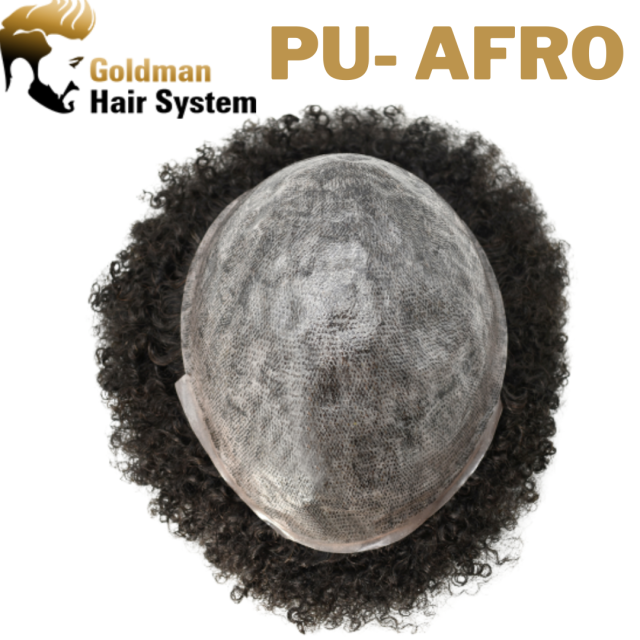 African American Afro Hair Systems Toupee For Black Men Brazilian Remy Human Hair Full Poly THIN SKIN Man Weave Balding Mens Custom Hair Unit 8X10inch Male ALL PU Hair Replacement with weaves