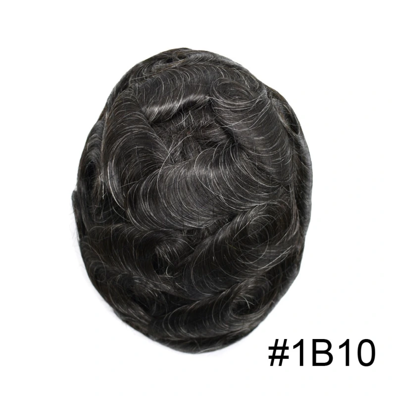 Full French Lace Natural Hairline Gray Hair Mens Toupee Human Hair System Soft Super Bleached Knots Poly Coating Soft Transparent Swiss Lace Mens Wig Hairpieces Transparent Lace Replacement For Men