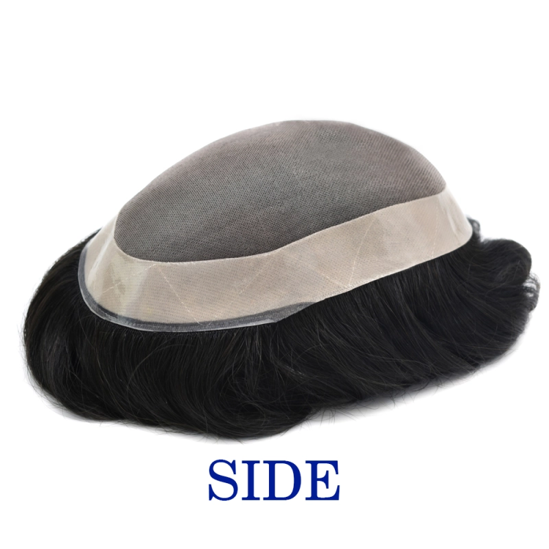 AAA2: Natural Men Toupee Comfortable Durable Hair System Replacement Medium Density Indian Hairs Double Knot Easy Wear Wig