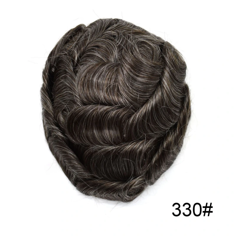 Full French Lace Natural Hairline Gray Hair Mens Toupee Human Hair System Soft Super Bleached Knots Poly Coating Soft Transparent Swiss Lace Mens Wig Hairpieces Transparent Lace Replacement For Men