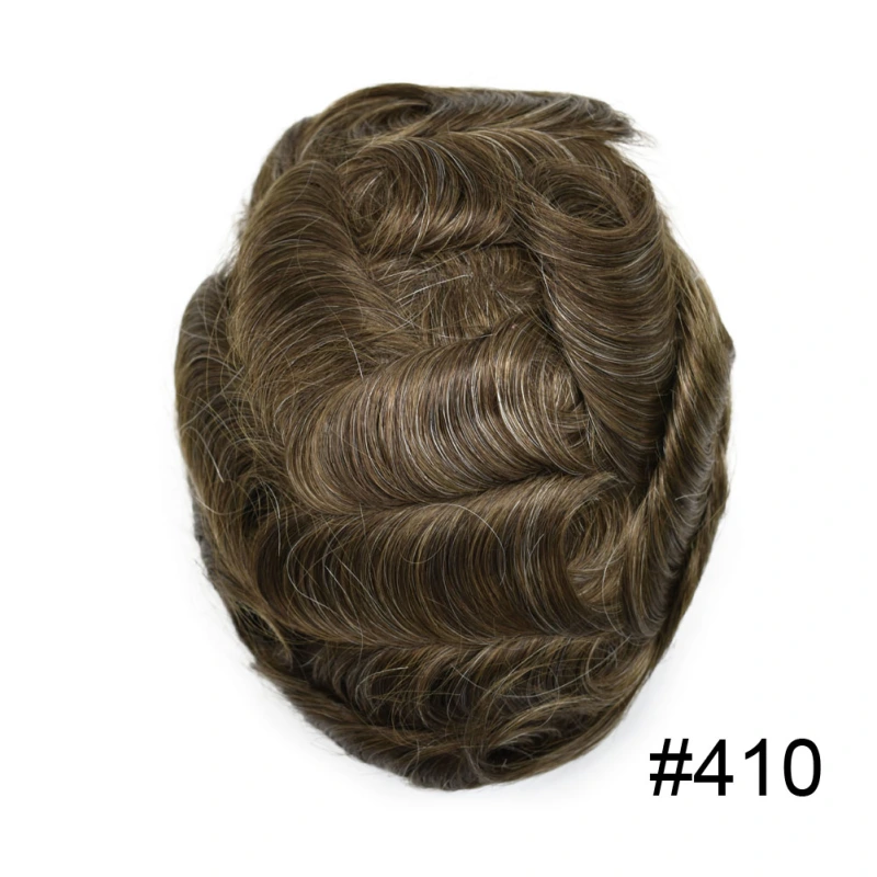 Full French Lace Natural Hairline Gray Hair Mens Toupee Human Hair System Soft Super Bleached Knots Poly Coating Soft Transparent Swiss Lace Mens Wig Hairpieces Transparent Lace Replacement For Men