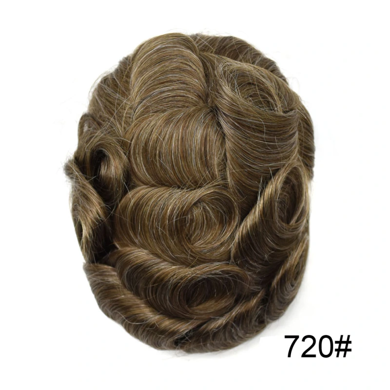 Full French Lace Natural Hairline Gray Hair Mens Toupee Human Hair System Soft Super Bleached Knots Poly Coating Soft Transparent Swiss Lace Mens Wig Hairpieces Transparent Lace Replacement For Men
