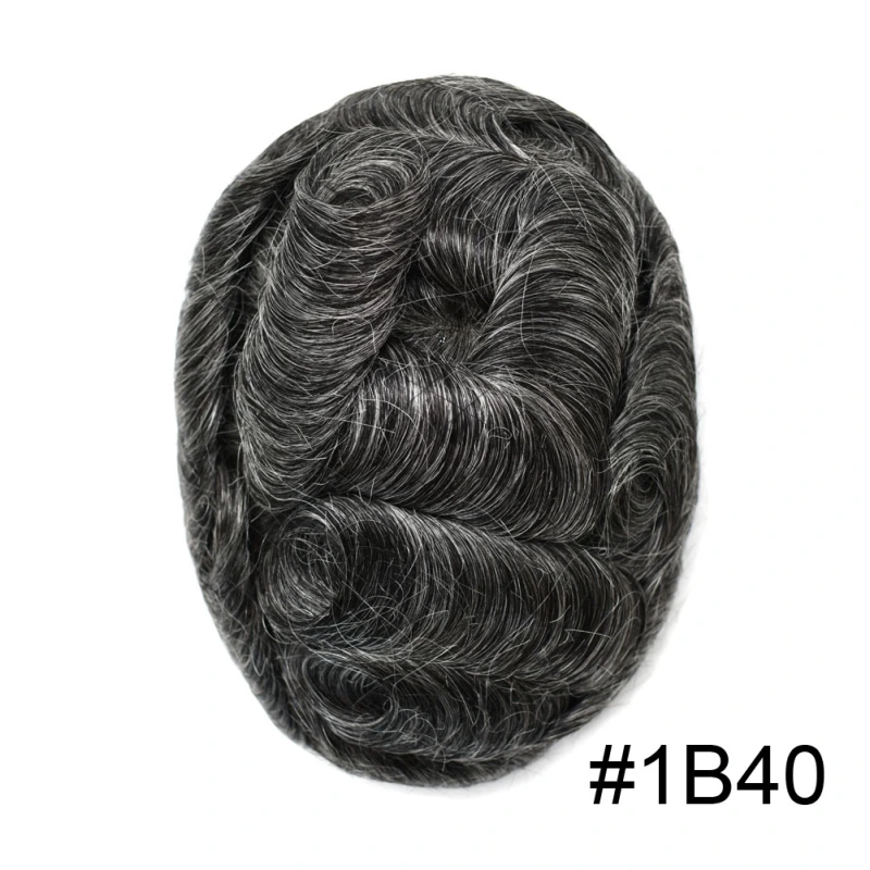 Human Hair Toupee For Men Fine Mono Lace Mens Hair Replacement System Durable Wig PU Poly Skin Around Hand Tied Natural Looking Hairpiece Black Brown Blonde Gray Wigs for Men