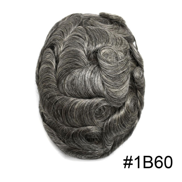 Human Hair Toupee For Men Fine Mono Lace Mens Hair Replacement System Durable Wig PU Poly Skin Around Hand Tied Natural Looking Hairpiece Black Brown Blonde Gray Wigs for Men
