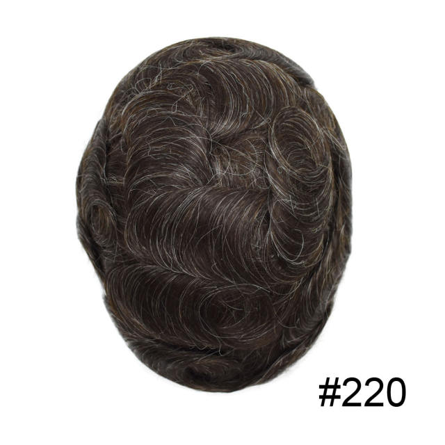 Human Hair Toupee For Men Fine Mono Lace Mens Hair Replacement System Durable Wig PU Poly Skin Around Hand Tied Natural Looking Hairpiece Black Brown Blonde Gray Wigs for Men