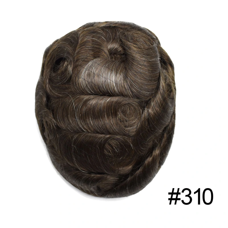 Human Hair Toupee For Men Fine Mono Lace Mens Hair Replacement System Durable Wig PU Poly Skin Around Hand Tied Natural Looking Hairpiece Black Brown Blonde Gray Wigs for Men