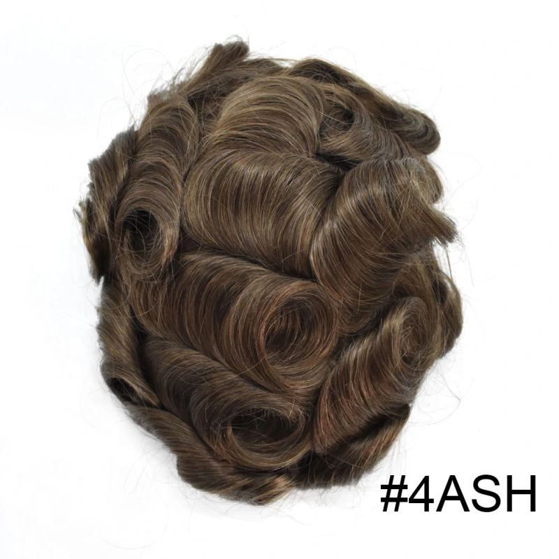 Human Hair Toupee For Men Fine Mono Lace Mens Hair Replacement System Durable Wig PU Poly Skin Around Hand Tied Natural Looking Hairpiece Black Brown Blonde Gray Wigs for Men