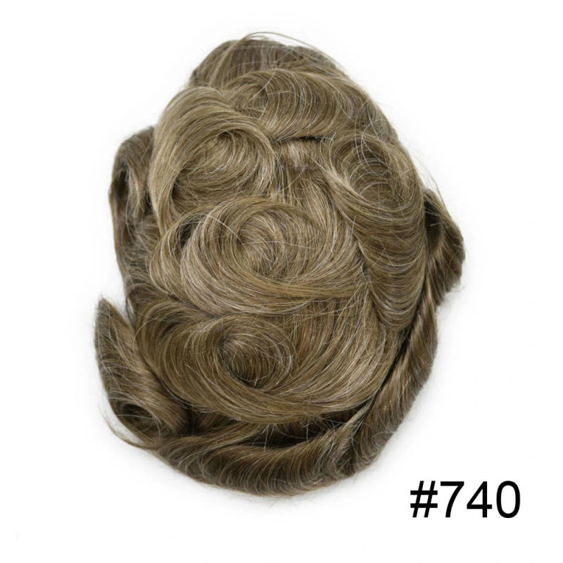 Human Hair Toupee For Men Fine Mono Lace Mens Hair Replacement System Durable Wig PU Poly Skin Around Hand Tied Natural Looking Hairpiece Black Brown Blonde Gray Wigs for Men