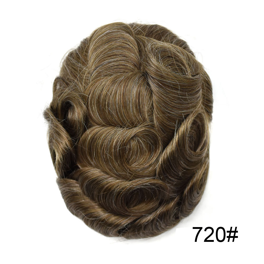 Full French Lace Natural Hairline Gray Hair Mens Toupee Human Hair System Soft Super Bleached Knots Soft Transparent Swiss Lace Mens Wig Hairpieces Transparent Lace Replacement For Men