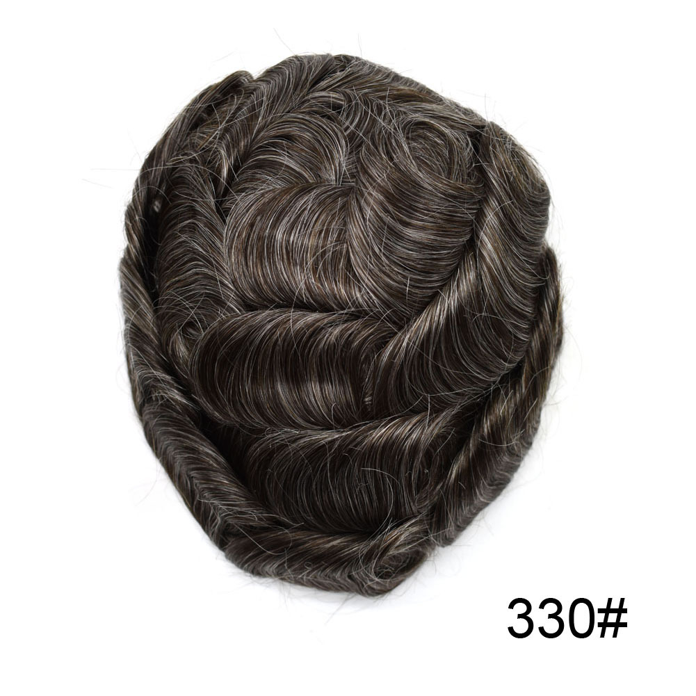 Full French Lace Natural Hairline Gray Hair Mens Toupee Human Hair System Soft Super Bleached Knots Soft Transparent Swiss Lace Mens Wig Hairpieces Transparent Lace Replacement For Men