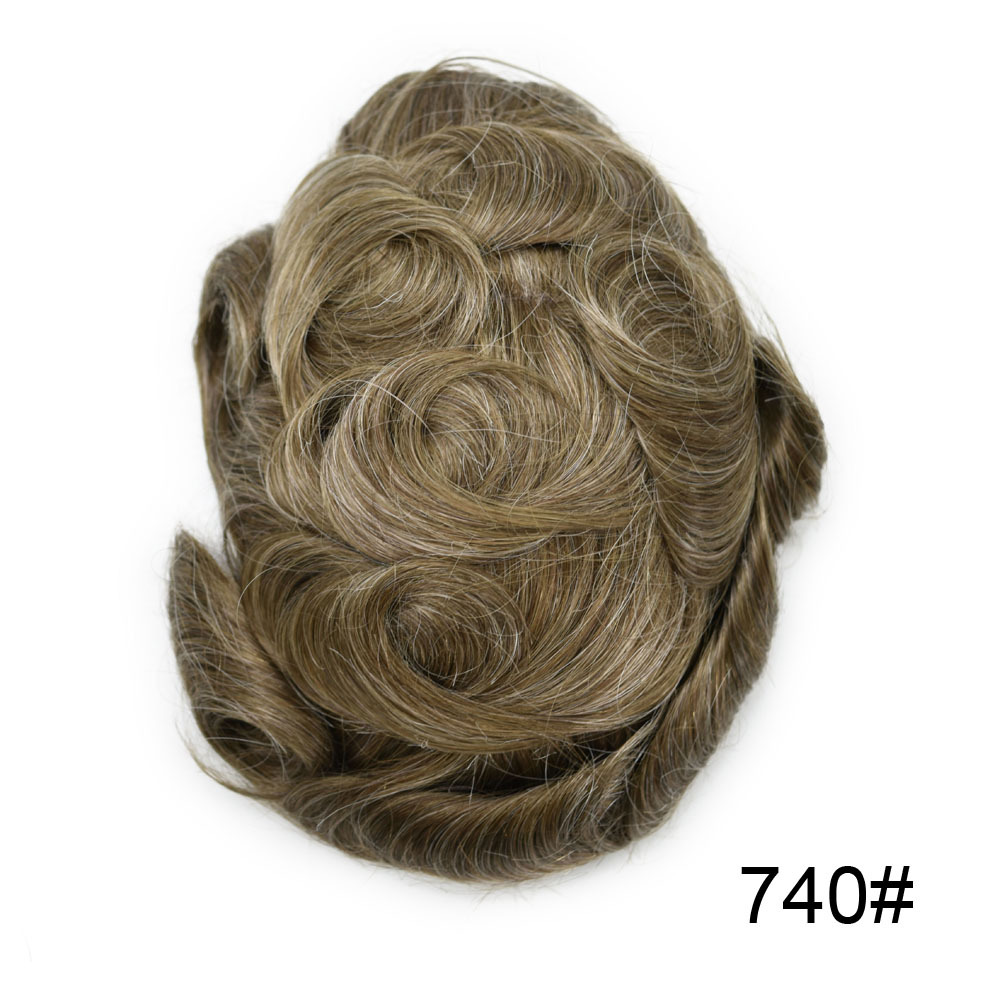 Full French Lace Natural Hairline Gray Hair Mens Toupee Human Hair System Soft Super Bleached Knots Soft Transparent Swiss Lace Mens Wig Hairpieces Transparent Lace Replacement For Men